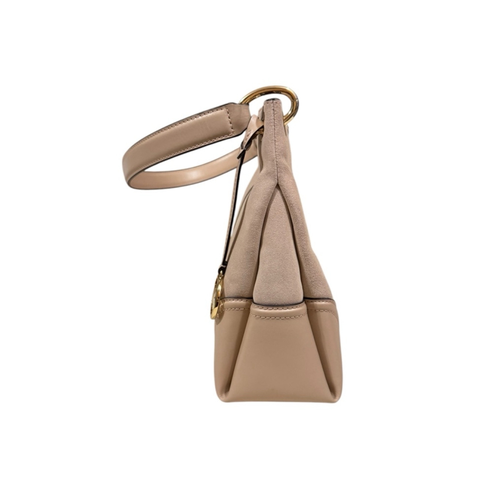 Michael Kors Nicole Medium Leather Suede Shoulder Handbag Powder Blush Solid - Picture 7 of 13